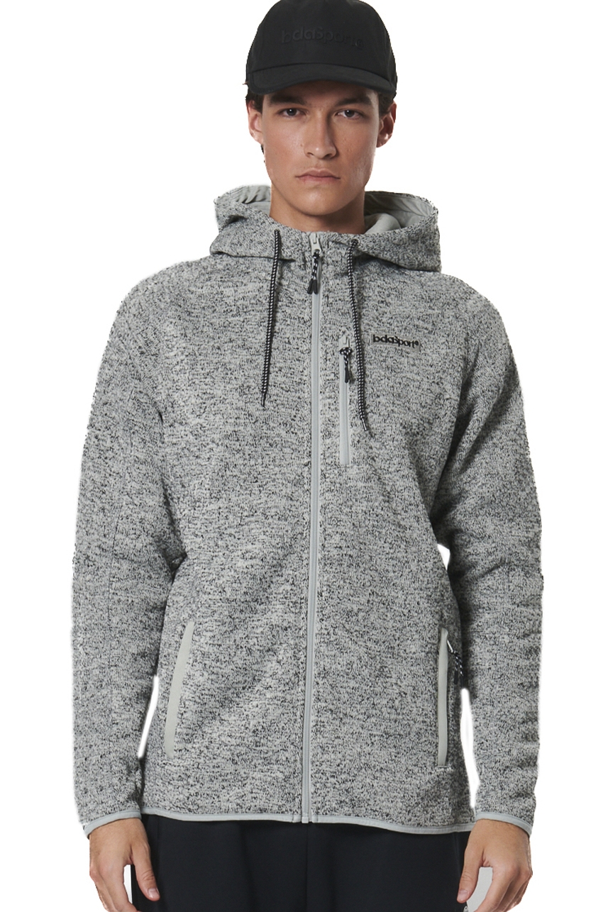ΑΝΔΡΙΚΗ KNIT FLEECE ΖΑΚΕΤΑ ΜΕ ΚΟΥΚΟΥΛΑ Body Action 073528-01-CHALK GREY HEATHER