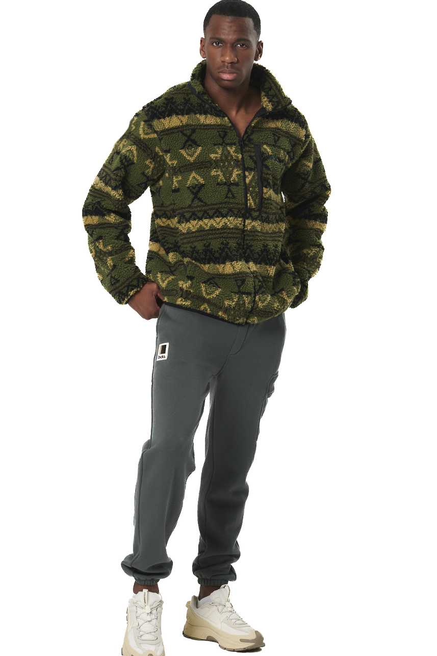 ΑΝΔΡΙΚΗ SHERPA ΖΑΚΕΤΑ  Body Action 073529-01-GREEN BLACK WINTER PASS