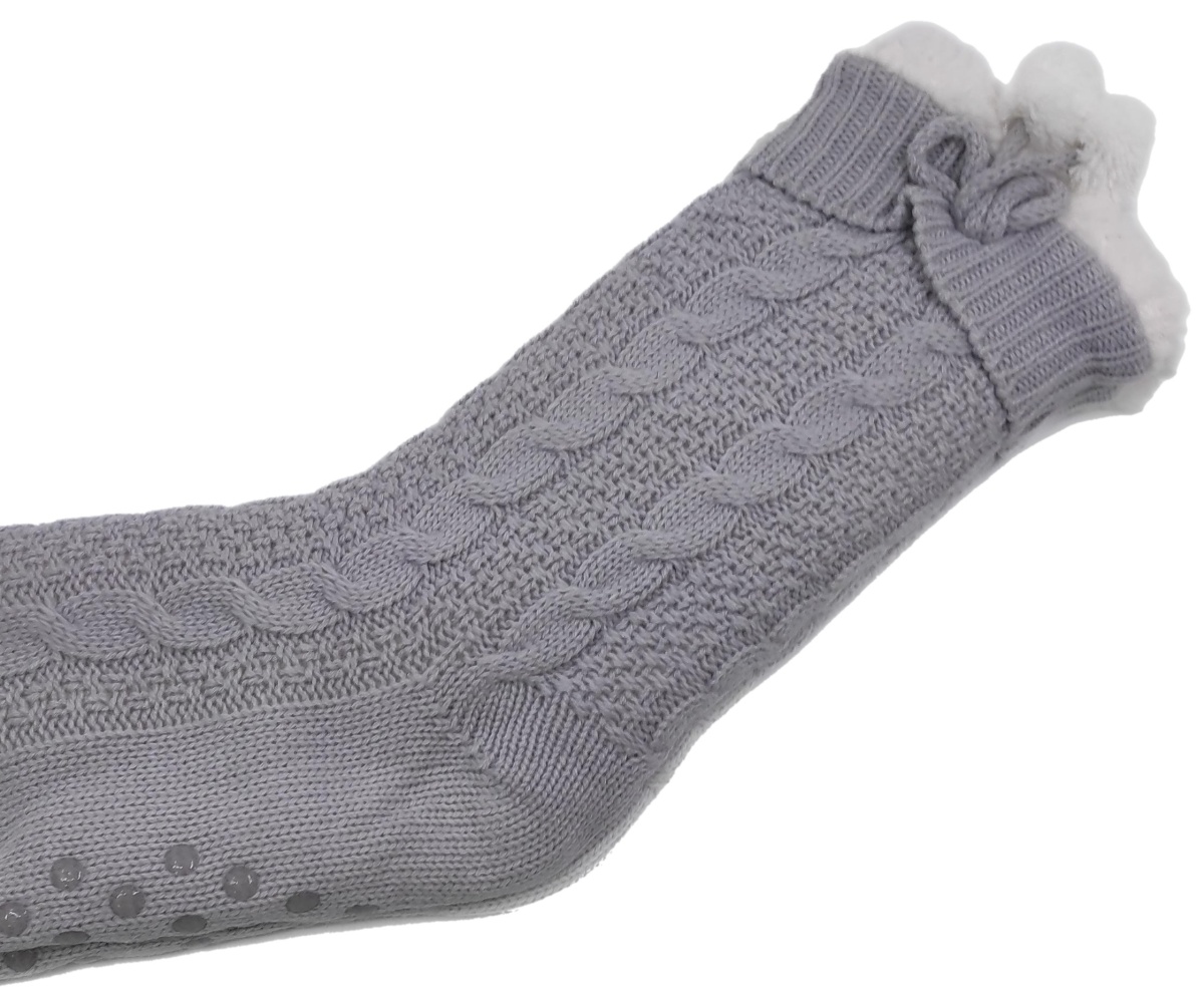 Γυναικεία Εφηβική Καλτσοπαντόφλα 36-41 One Size με Αντιολισθητικό Πάτο βετουζάκια  ABS και Επένδυση Γούνας IDER 25111-237 ΓΚΡΙ