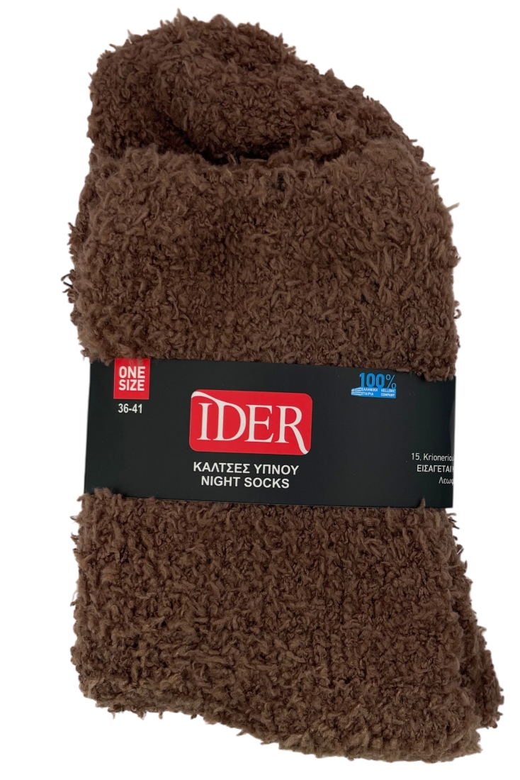 Ανδρική Κάλτσα Ύπνου Fleece Ισοθερμική One Size 42-47 IDER 2165-060 ΚΑΦΕ