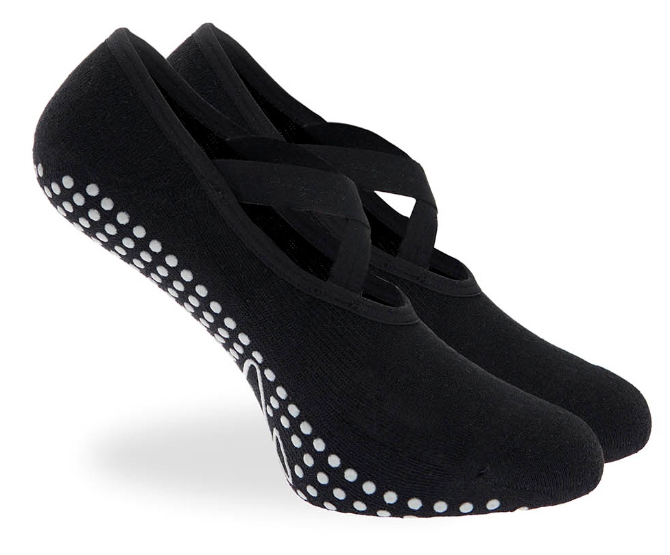 Γυναικεία Κάλτσα Γιόγκα Pilates Βαμβακερή One Size 36-41 Αντιολισθητικός Πάτος βετουζάκια Χιαστά Λάστιχα Στήριξης WALK W145-1 ΜΑΥΡΟ
