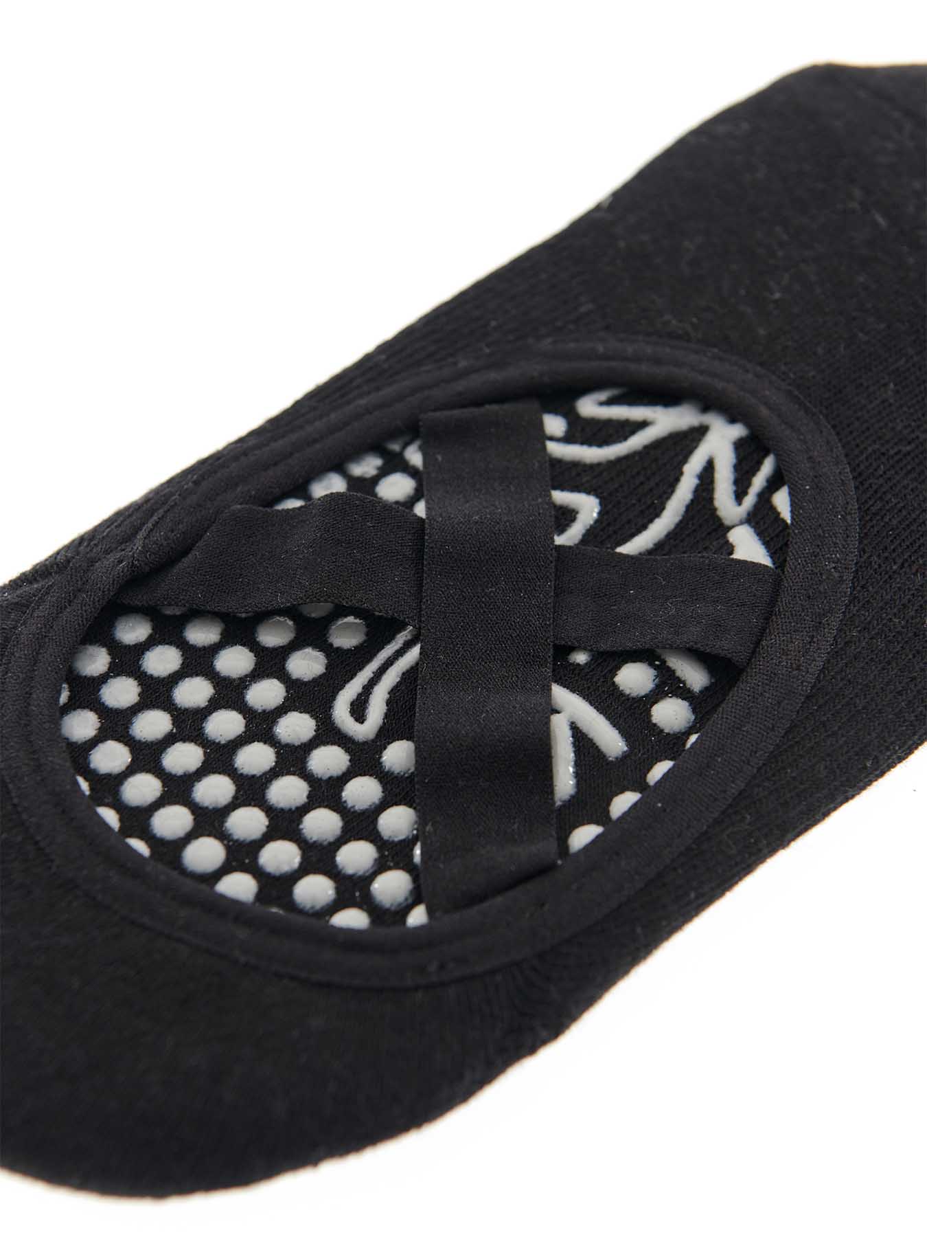 Γυναικεία Κάλτσα Γιόγκα Pilates Βαμβακερή One Size 36-41 Αντιολισθητικός Πάτος βετουζάκια Χιαστά Λάστιχα Στήριξης WALK W145-1 ΜΑΥΡΟ