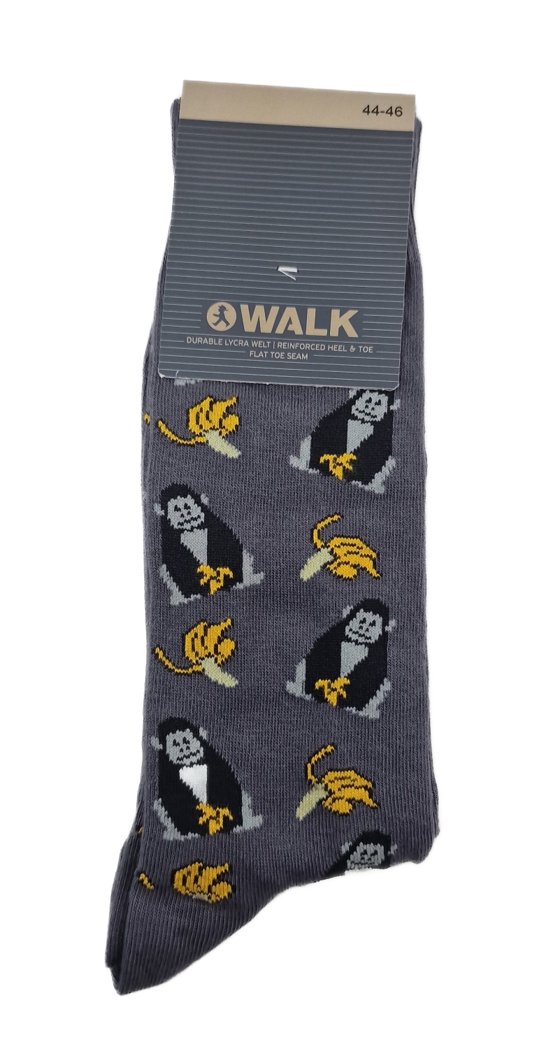 Ανδρική Κάλτσα Βαμβακερή με Σχέδιο WALK W1064-30-10 ΓΚΡΙ ΣΚΟΥΡΟ