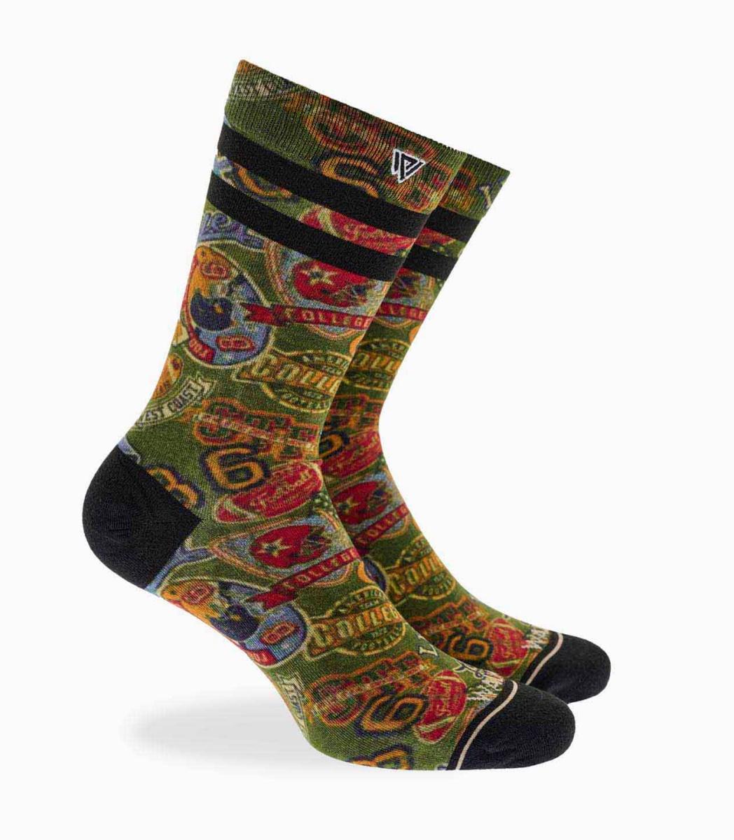 Ανδρική Κάλτσα bamboo Σχέδιο seamless 360° print One Size 41-45 Μαλακό Λάστιχο WALK S500-30 ΠΡΑΣΙΝΟ