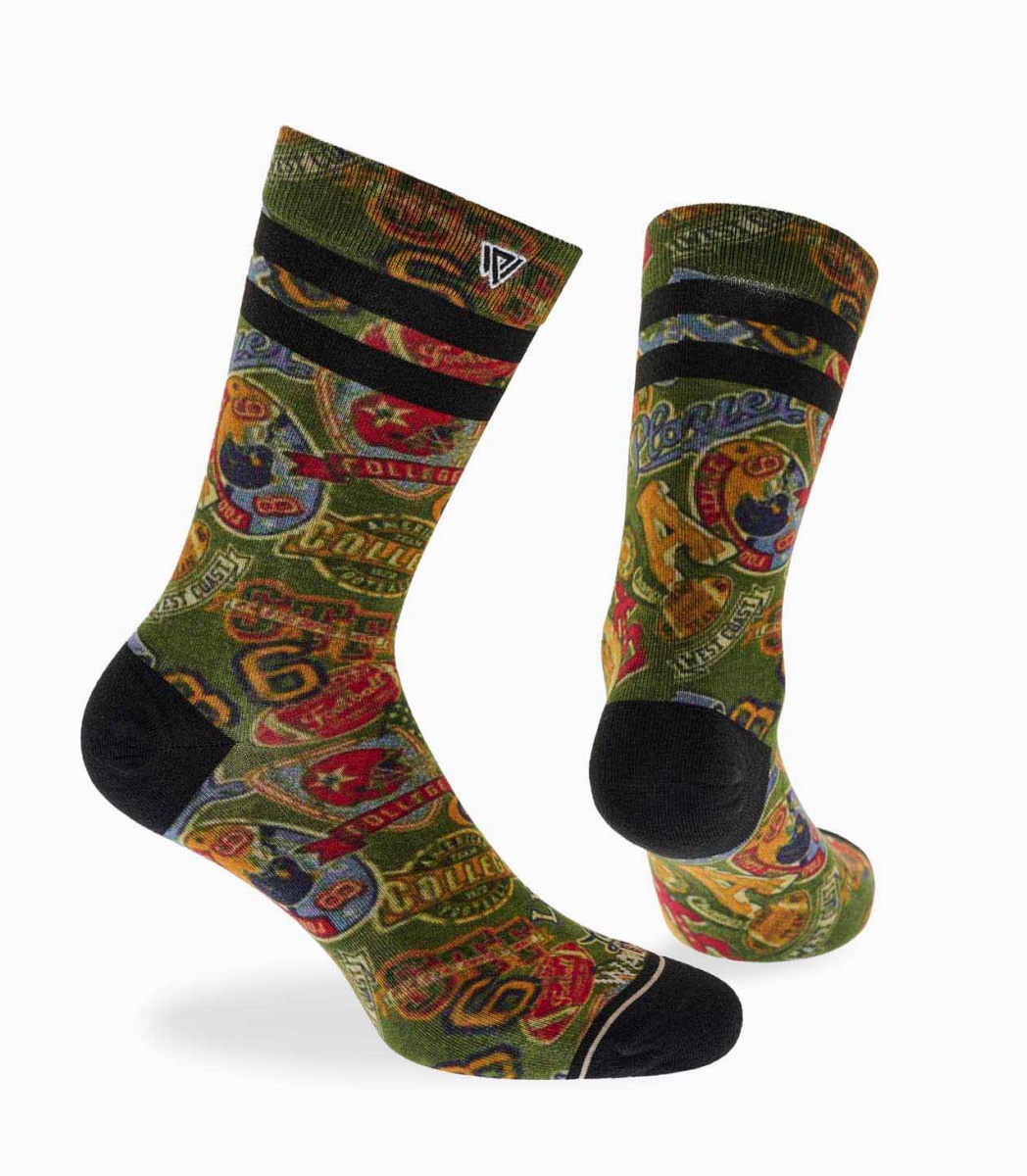 Ανδρική Κάλτσα bamboo Σχέδιο seamless 360° print One Size 41-45 Μαλακό Λάστιχο WALK S500-30 ΠΡΑΣΙΝΟ
