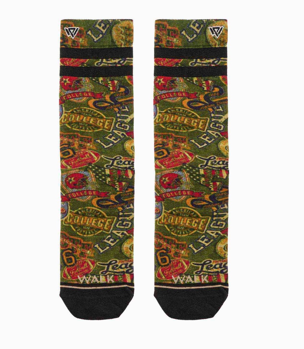 Ανδρική Κάλτσα bamboo Σχέδιο seamless 360° print One Size 41-45 Μαλακό Λάστιχο WALK S500-30 ΠΡΑΣΙΝΟ