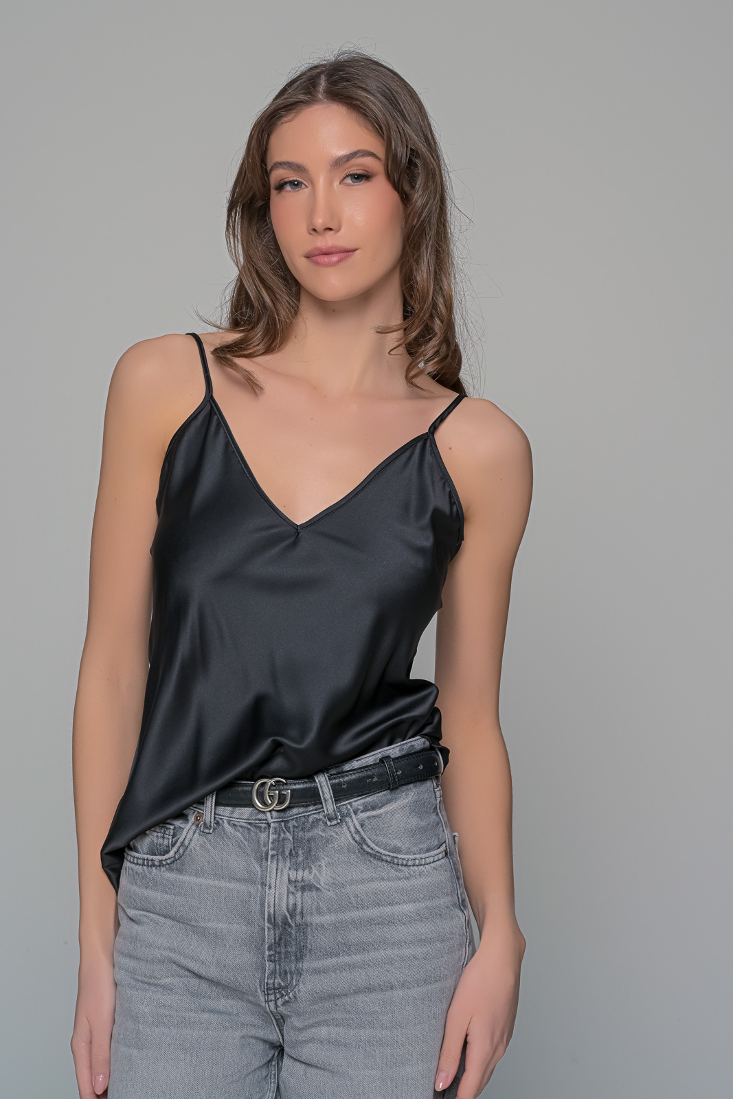 Σατέν Lingerie Top   Μαύρο Milena By Paris 010199-Μαύρο