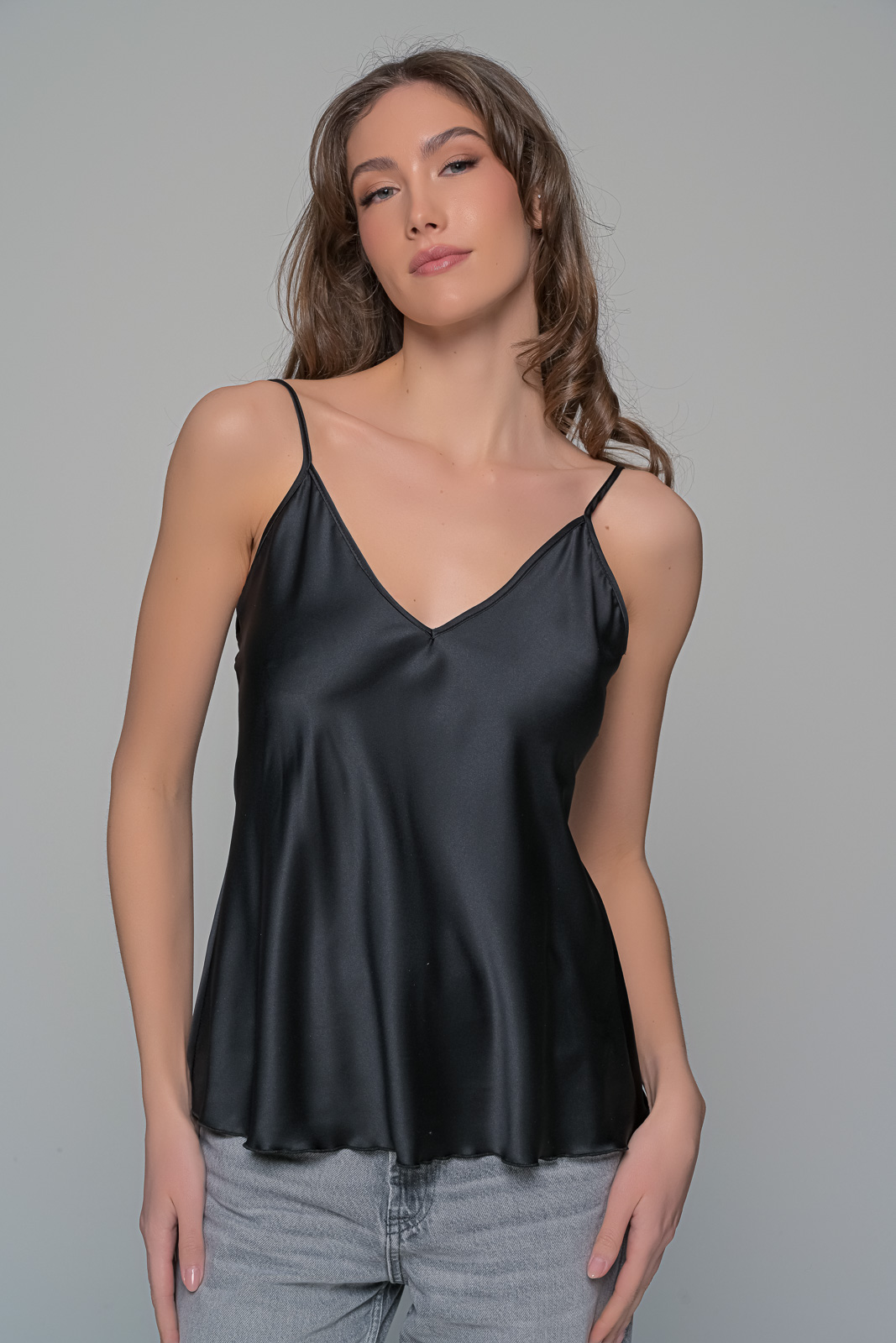 Σατέν Lingerie Top   Μαύρο Milena By Paris 010199-Μαύρο