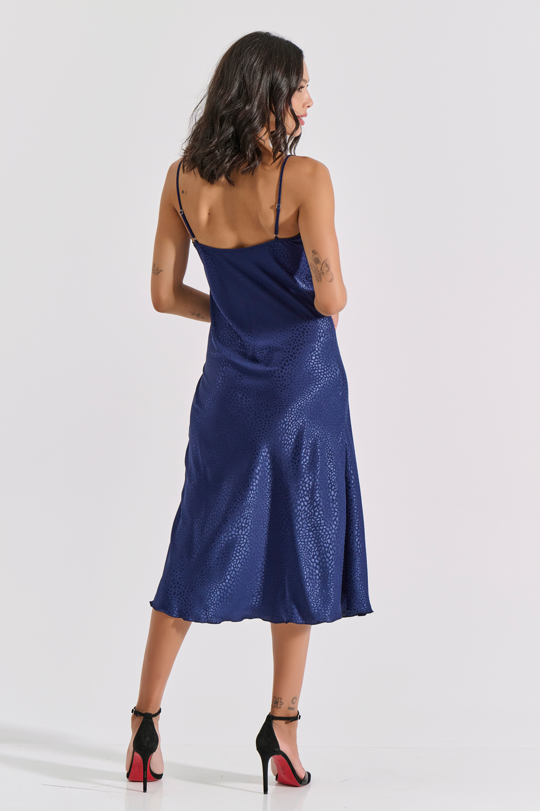 Midi Σατέν Slip Dress ΔΩΡΟ το String – Μπλε Milena By Paris 003434-Μπλε