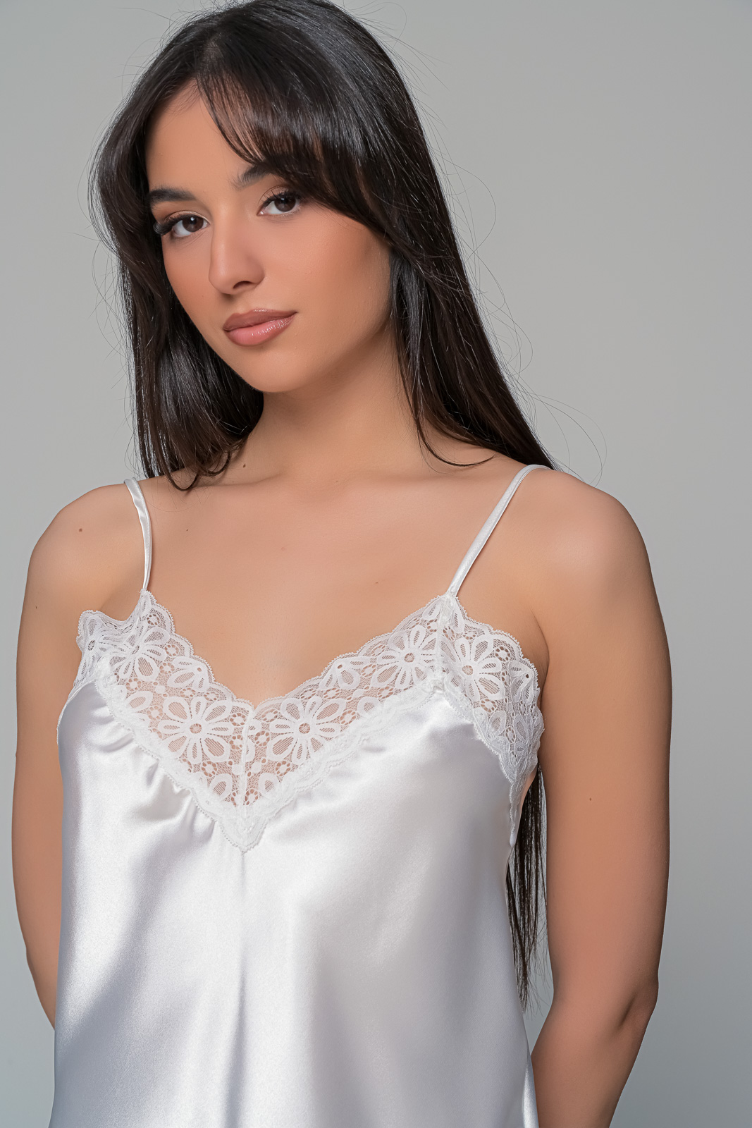 Νυφικό Σατέν Babydoll με Δαντέλα   Ιβουάρ Milena By Paris 004201-Ιβουάρ