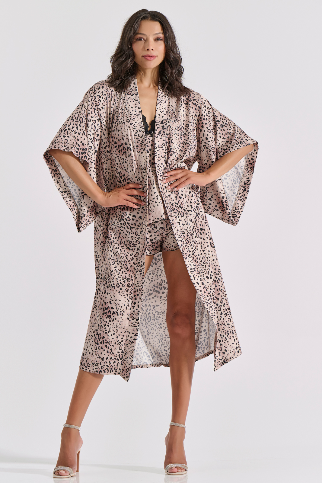 Μάξι Κιμονό Σατέν    Animal Print Milena By Paris 005376-Animal Print