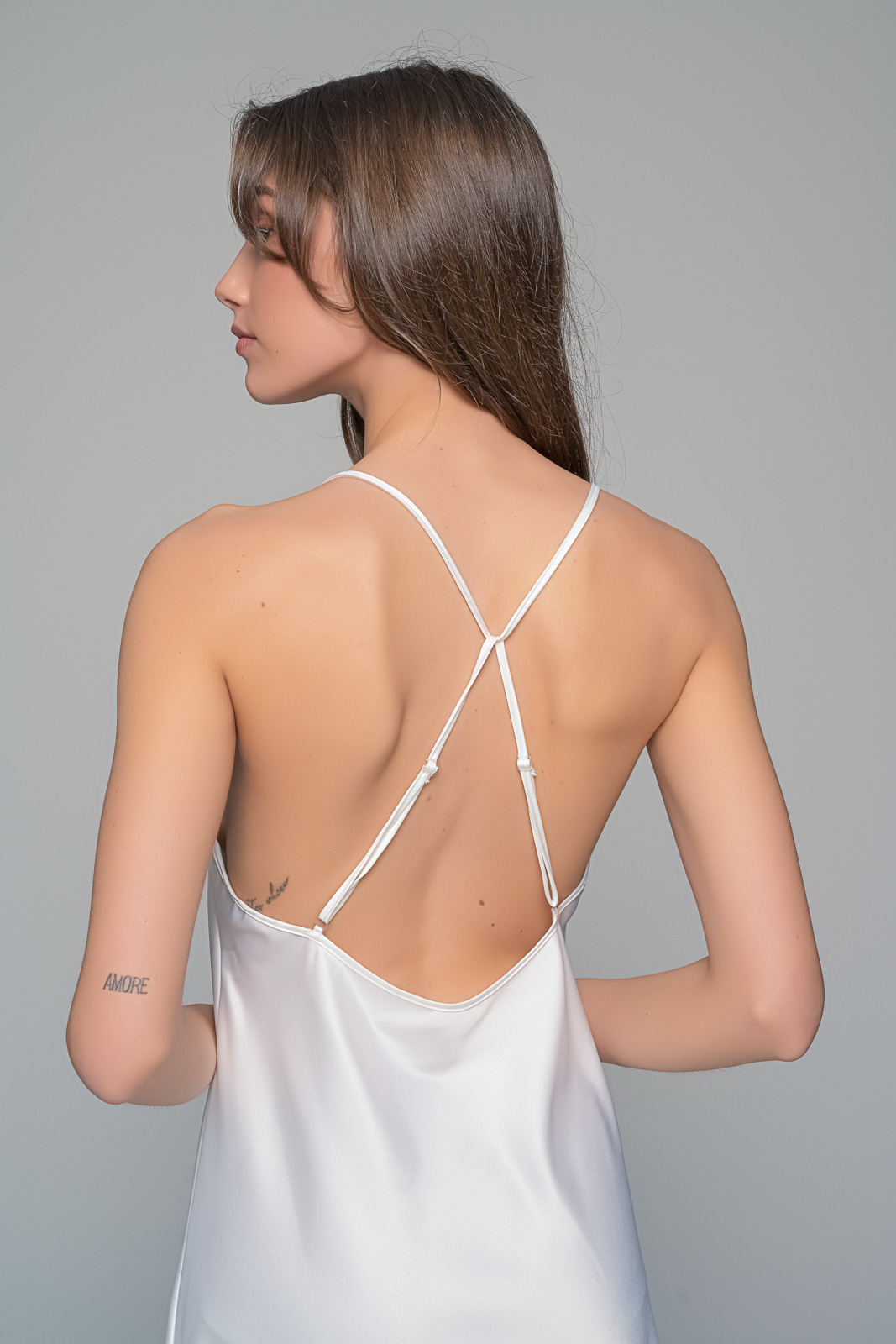Μάξι Νυφικό Σατέν Φόρεμα Σετ με String   Ιβουάρ Milena By Paris 003449-Ιβουάρ