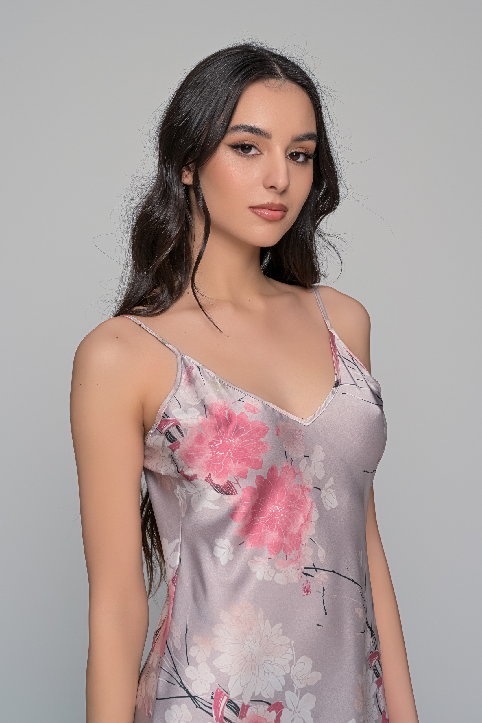 Midi Σατέν Lingerie Φόρεμα ΔΩΡΟ το String   Εμπριμέ Milena By Paris 003433-Εμπριμέ