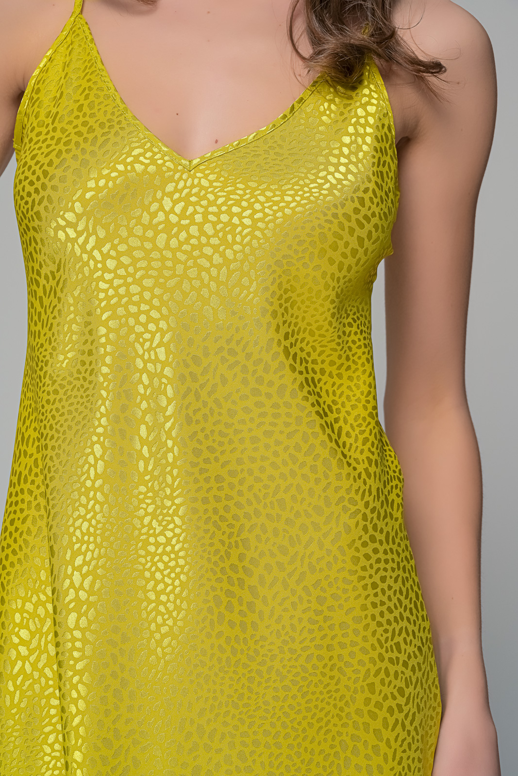 Νυχτικάκι Σατέν Ζακάρ + String   Lemon Milena By Paris 003429-Lemon