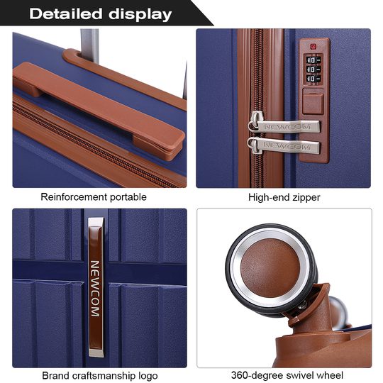 Βαλίτσα σκληρή Newcom N1596 (PP) καμπίνας 56x22x37 cm μπλε