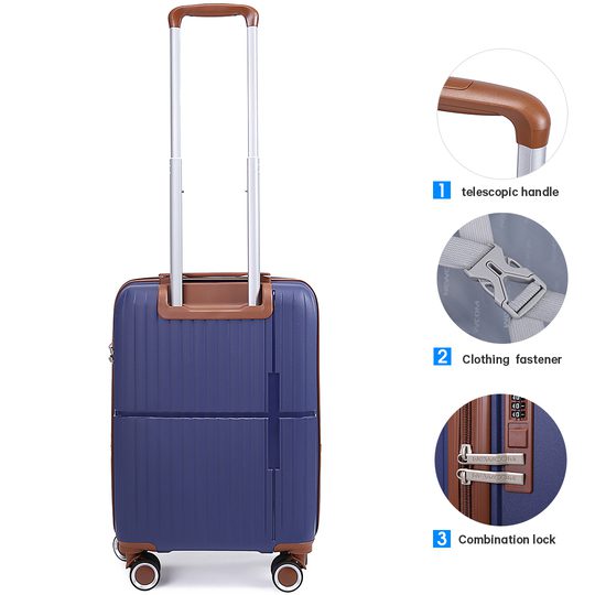 Βαλίτσα σκληρή Newcom N1596 (PP) καμπίνας 56x22x37 cm μπλε