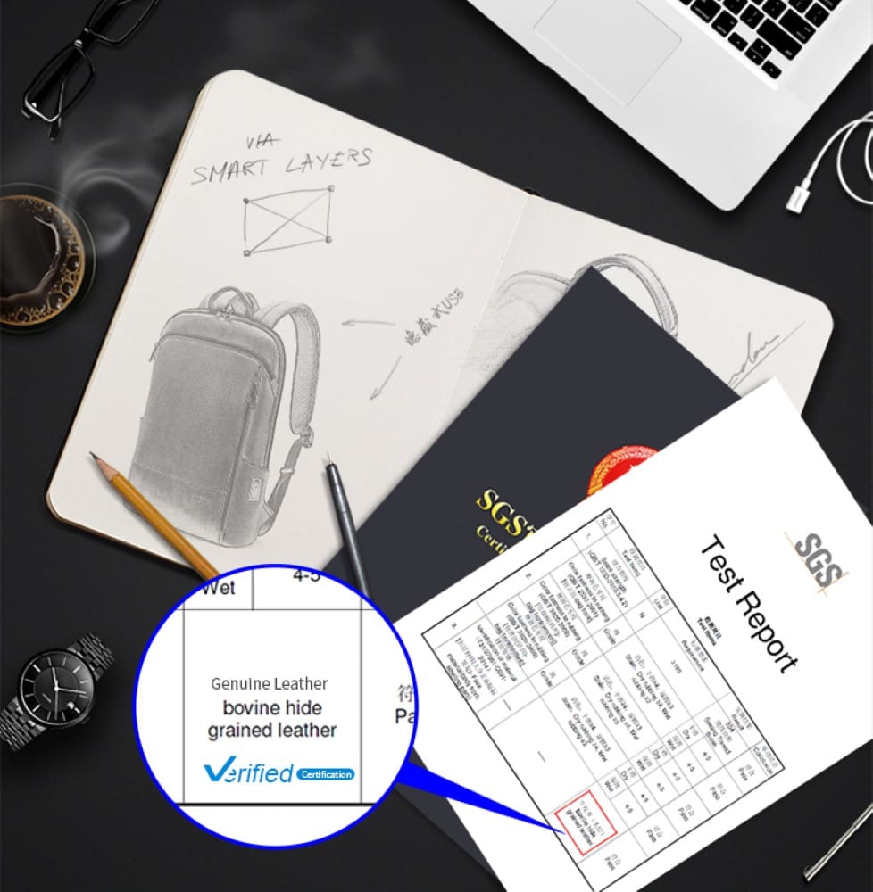 Δερμάτινο Σακίδιο πλάτης Αντικλεπτικό 21L Laptop 15,6” Bopai 61-52711 μαύρο