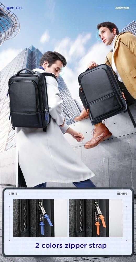 Δερμάτινο Σακίδιο πλάτης Αντικλεπτικό 24L Laptop 15,6” Bopai 61-70111 μαύρο