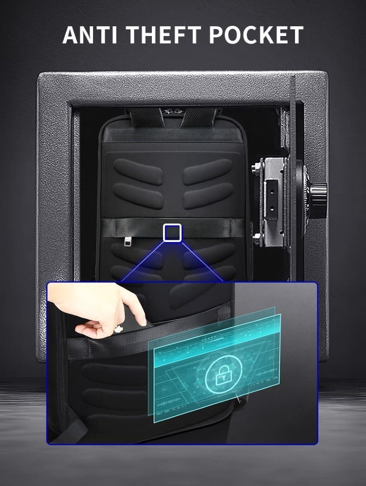 Δερμάτινο Σακίδιο πλάτης Αντικλεπτικό 24L Laptop 15,6” Bopai 61-70111 μαύρο