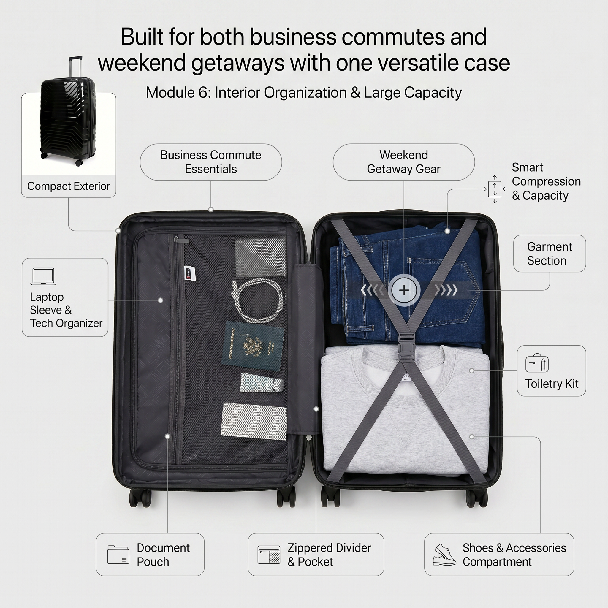 Βαλίτσα Ταξιδιού Cardinal 7000 (PP) μεγάλη 76x32,5x51 cm μαύρο