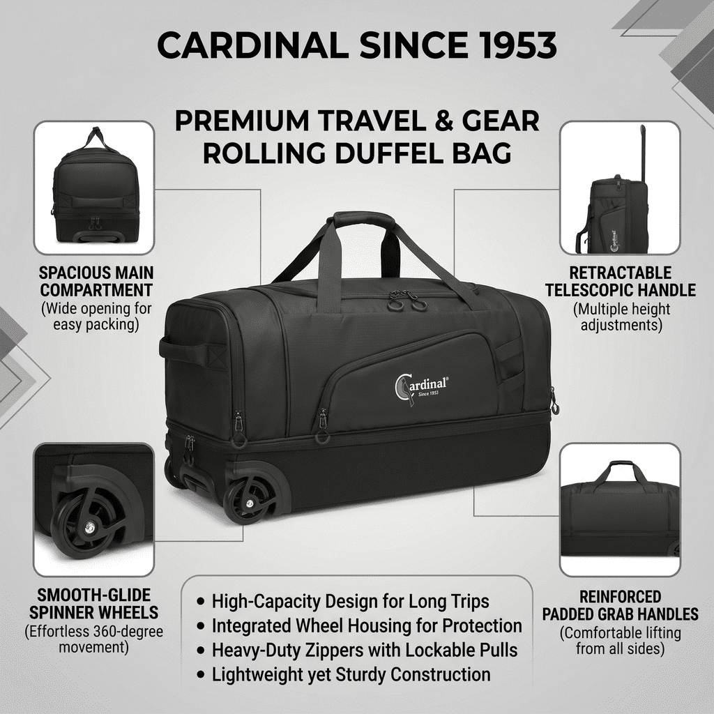 Τροχοτσάντα Ταξιδιού Cardinal 55cm 48L 8506 μαύρο