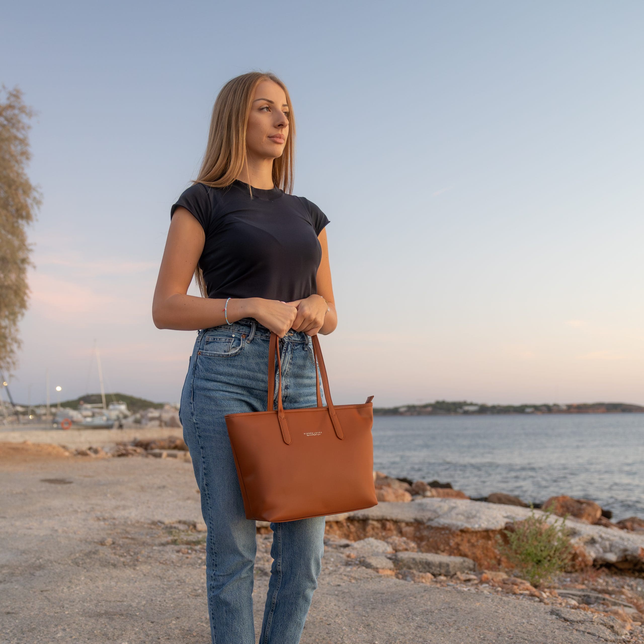 Γυναικεία Τσάντα Ώμου Shopper Pierre Loues 914-62 καφέ