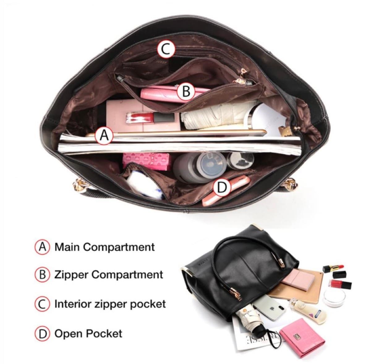 Δερμάτινη Γυναικεία Τσάντα Shopper 'Ωμου Foxer 938032F μαύρο