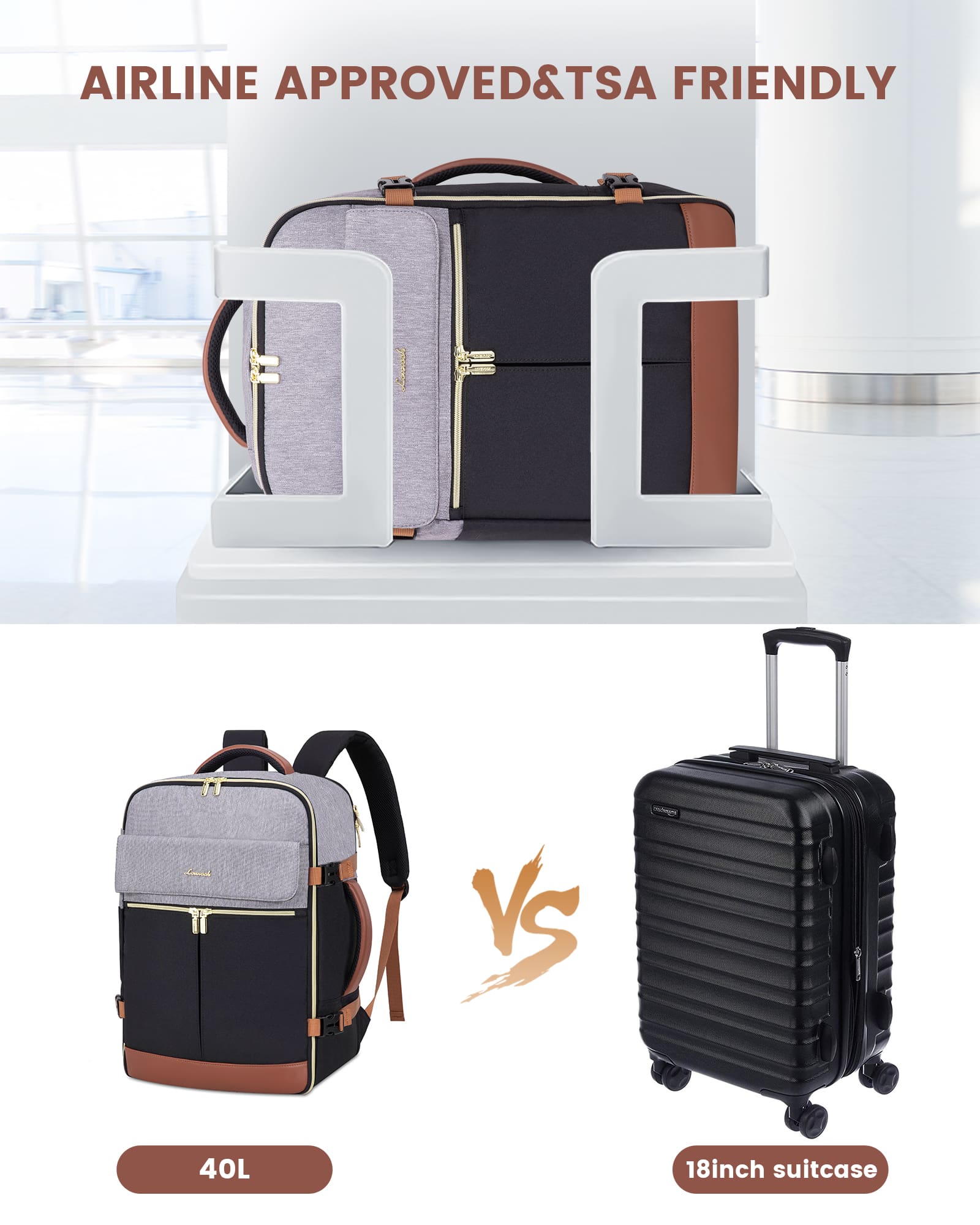 Σακίδιο Ταξιδίου Καμπίνας 40L 17,3" MB2112 black brown