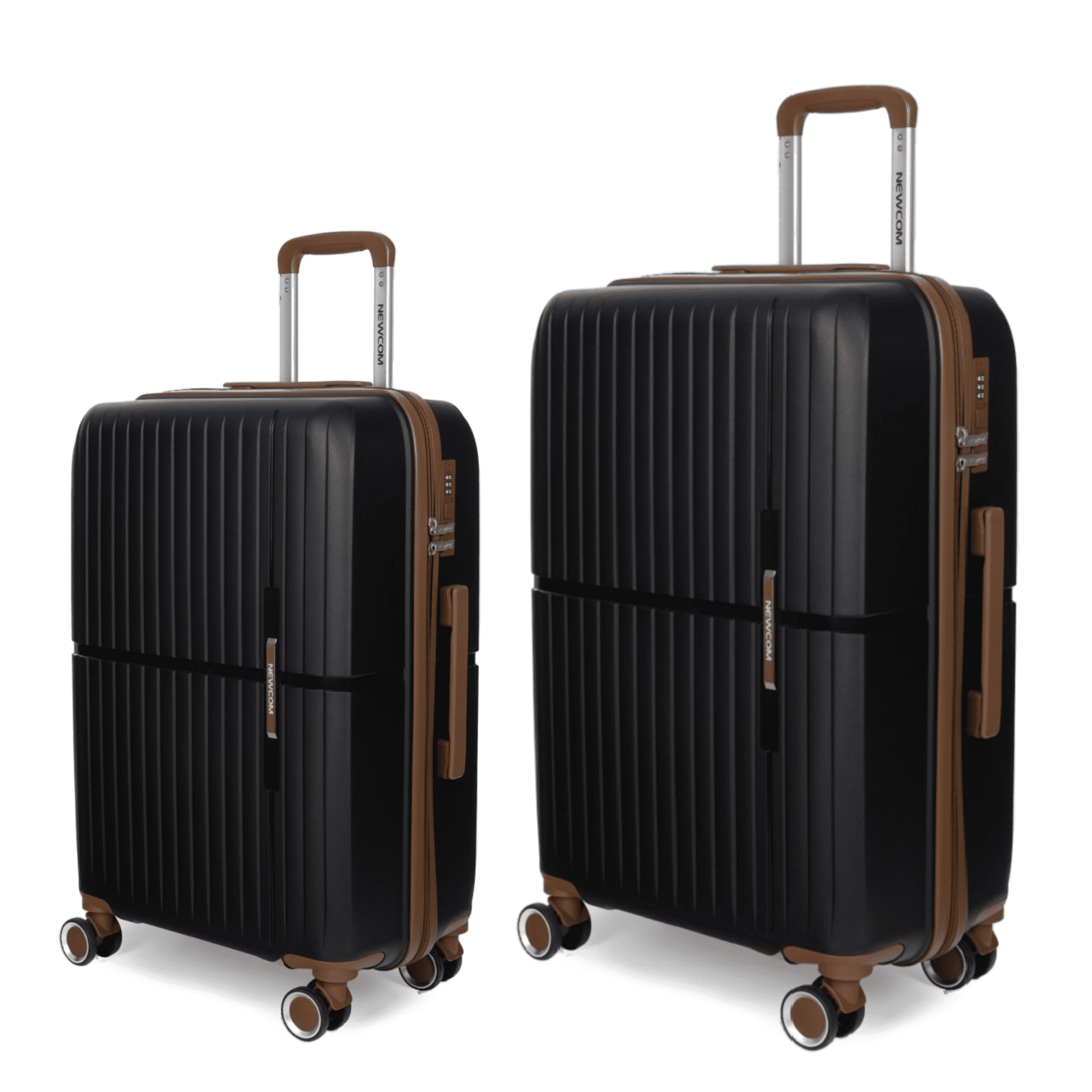 Βαλίτσες σκληρές Newcom N1596 (PP) μεσαία μεγάλη 67x22,5x43 cm + 76x29x49 cm μαύρο