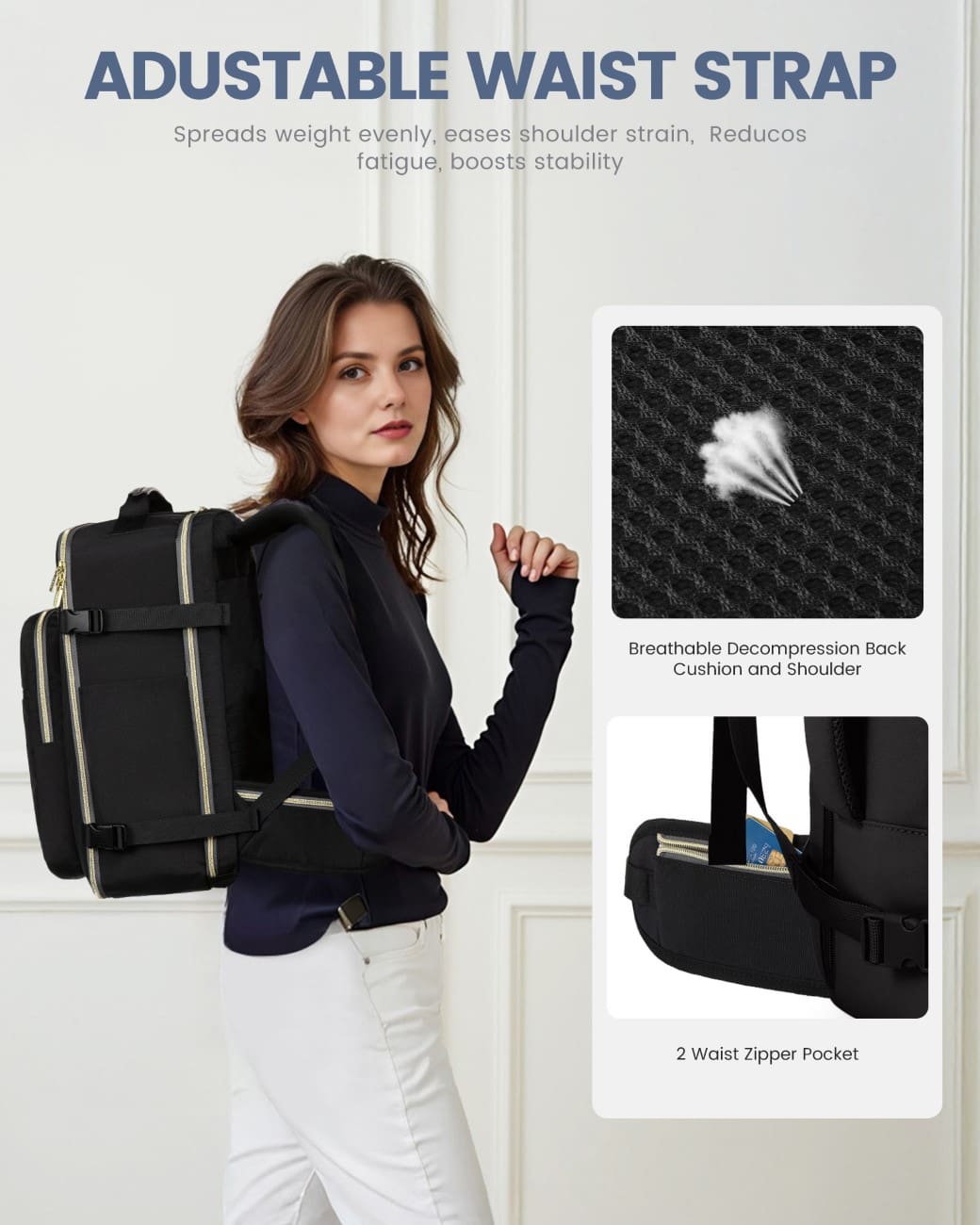 Σακίδιο ταξιδιού για γυναίκες 40L Carry on 17,3" WB2029 black/gray