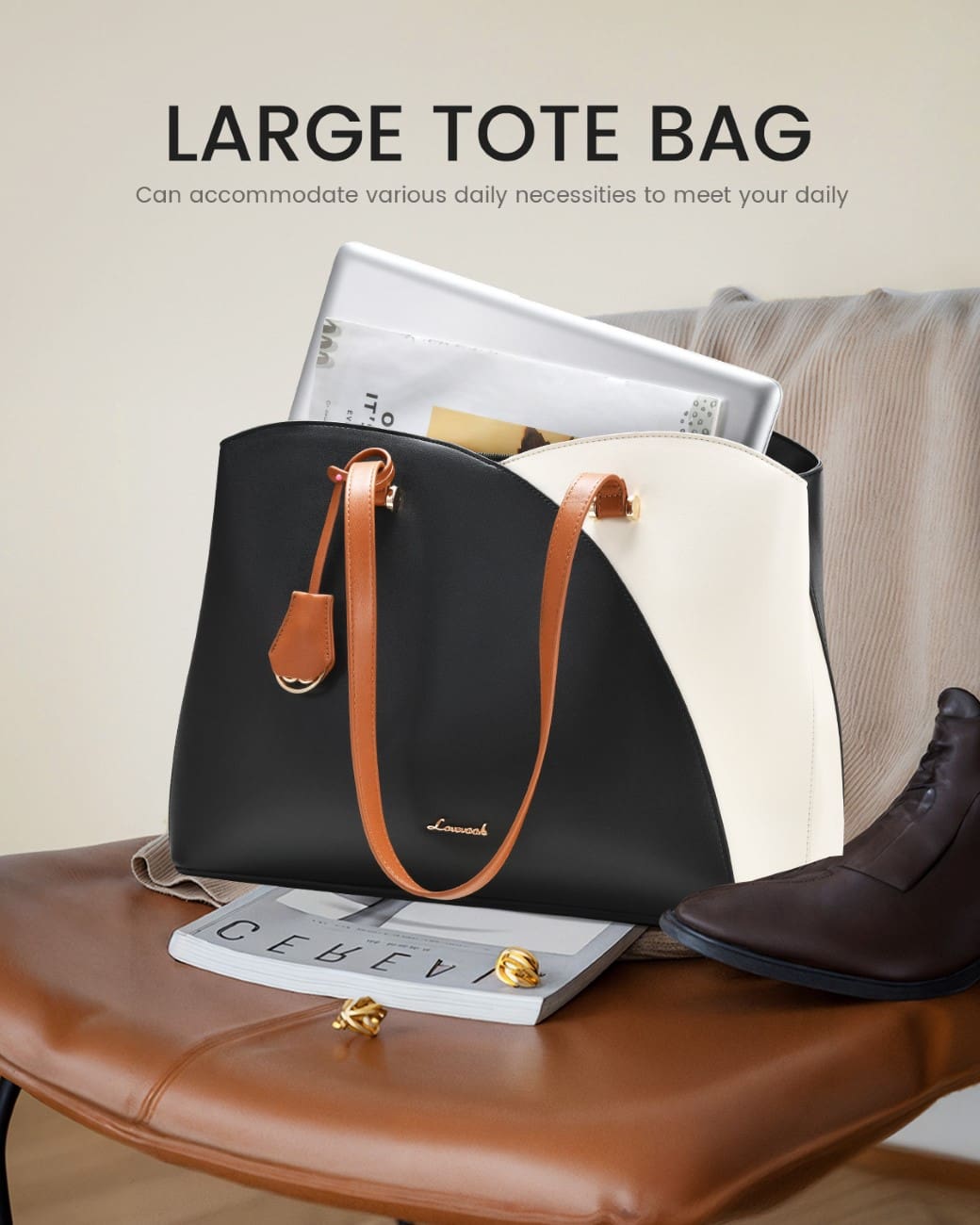 Γυναικεία Τσάντα ώμου Lovevook 15,6'' WB3290 beige/black