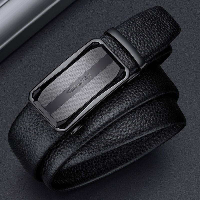Ανδρική Ζώνη Δερμάτινη William Polo P24PD μαύρο - 1-15cm