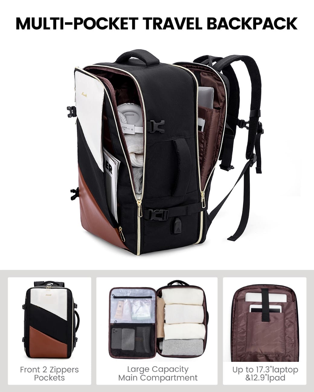Σακίδιο καμπίνας 40L Carry on 17,3" UB2194 black/beige