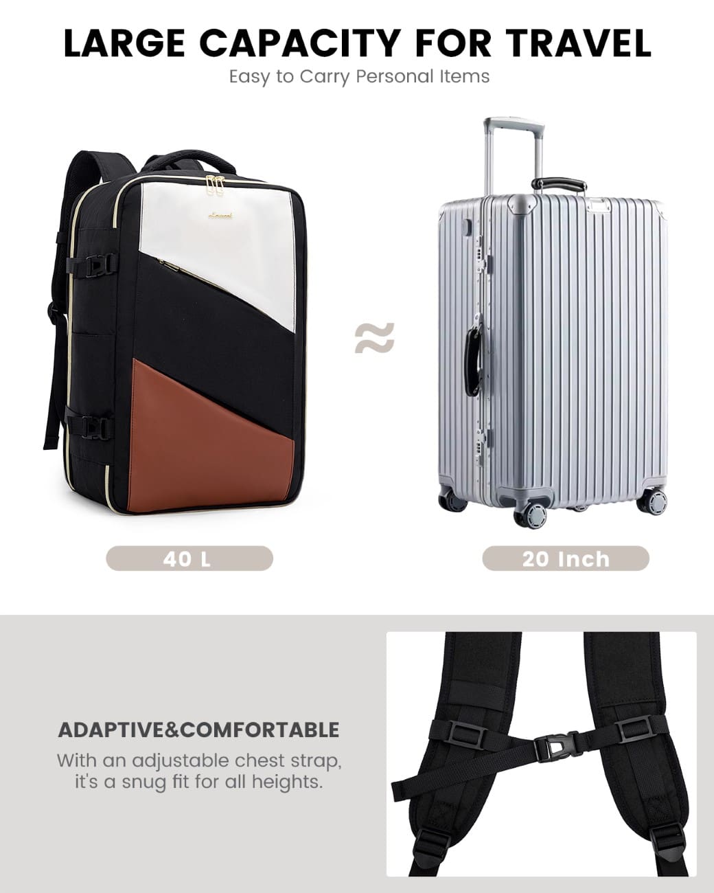 Σακίδιο καμπίνας 40L Carry on 17,3" UB2194 black/beige