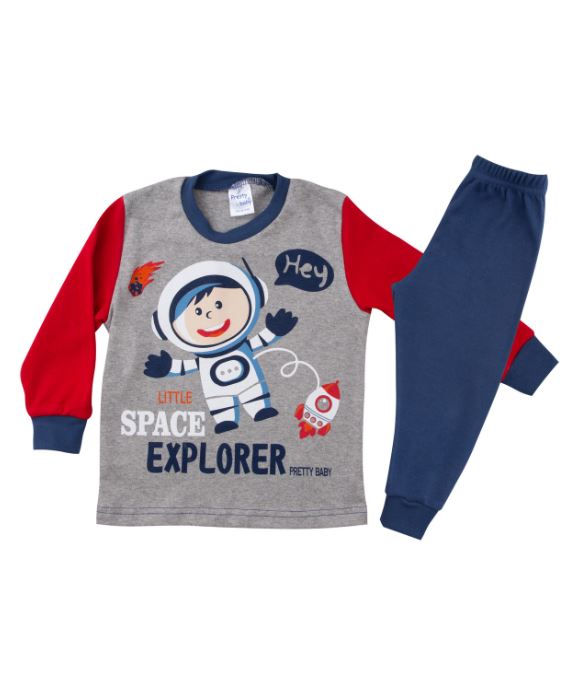 Παιδική αγορίστικη πυζάμα αστροναύτης Pretty Baby 68150-216 Γκρι 