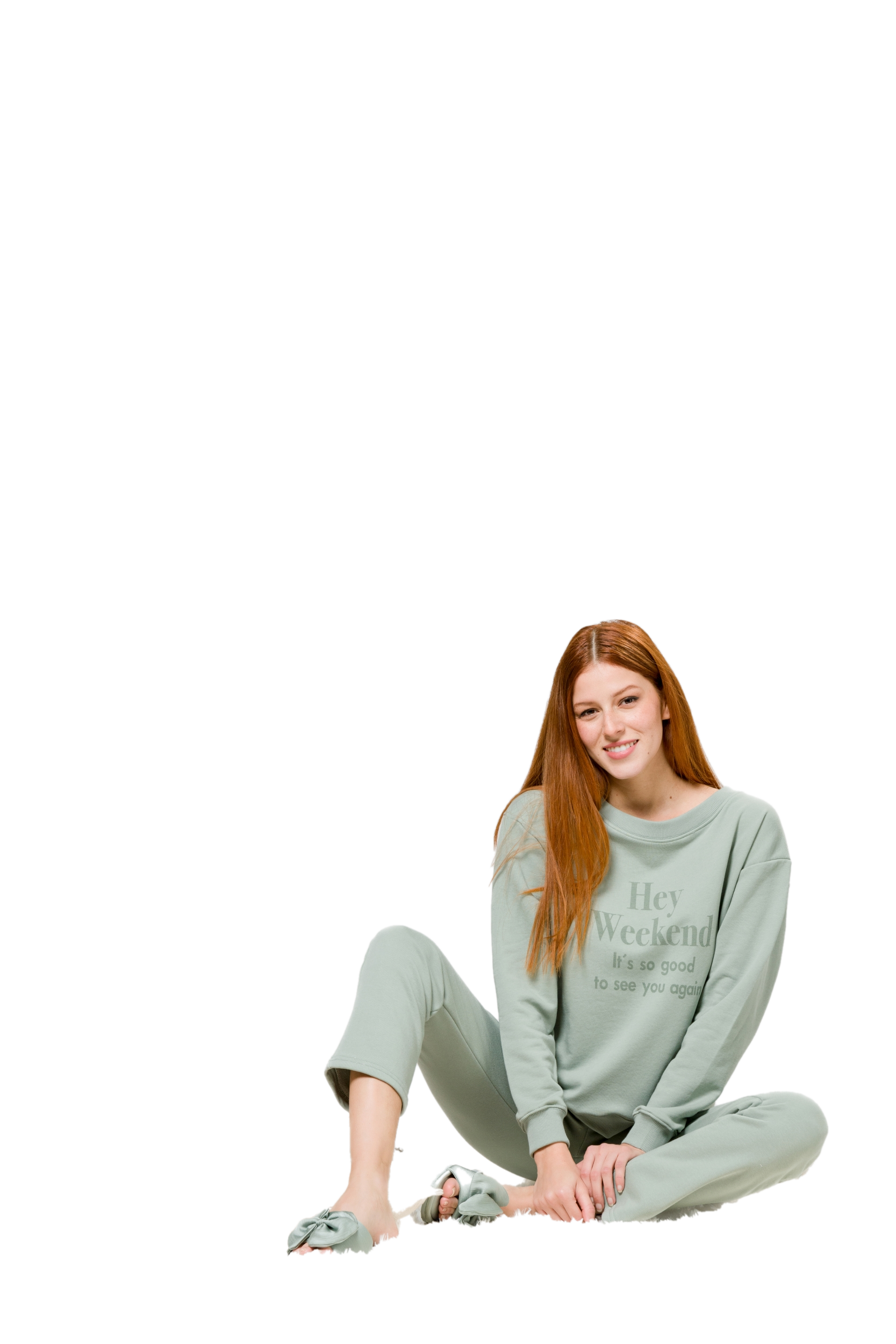 Γυναικεία Χειμερινή πιτζάμα Homewear φαρδιά λαιμόκοψη HARMONY 28-101933 Βεραμάν