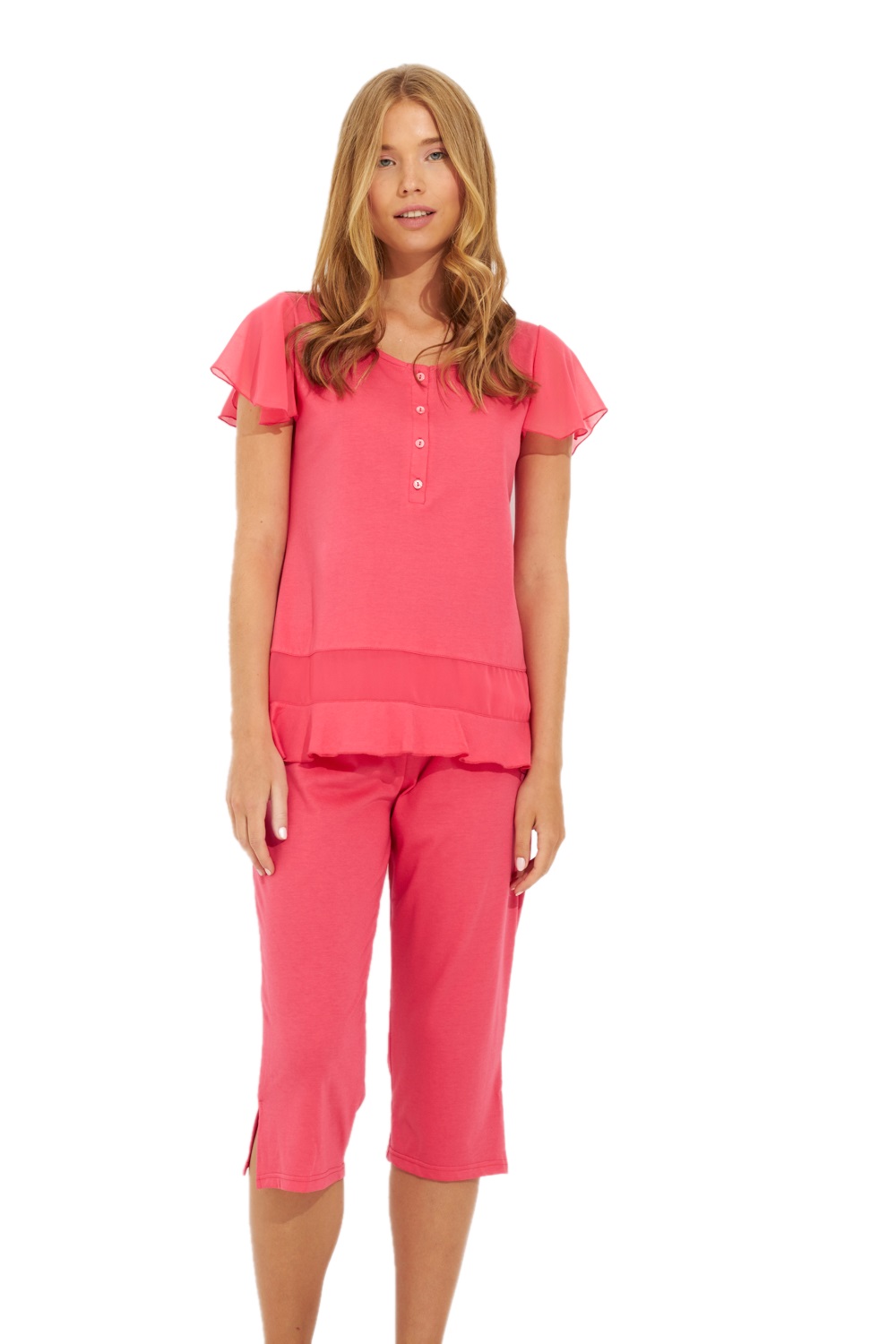 Γυναικεία Καλοκαιρινή πυζάμα Homewear Πατιλ΄έτα Capri Παντελόνι HARMONY 29-102915 Φούξια