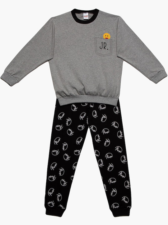 Παιδική πιζάμα Unisex Χειμερινή Βαμβακερή Signature print 8-10 Minerva 61907-6-23 ΓΚΡΙ