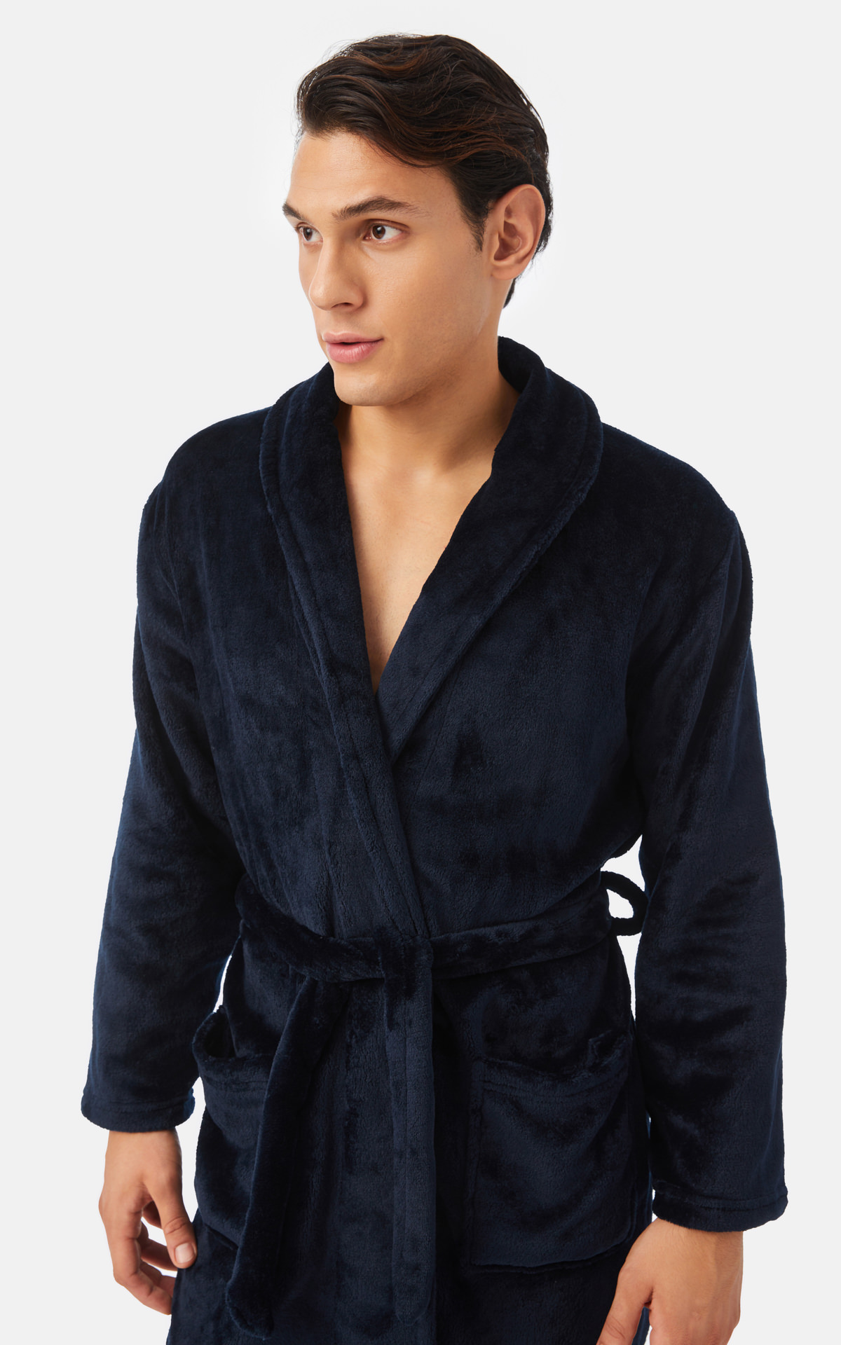 Ανδρική Ρόμπα Χειμερινή Σταυρωτή  με Ζώνη Fleece Minerva 96-71212-606 ΧΑΚΙ