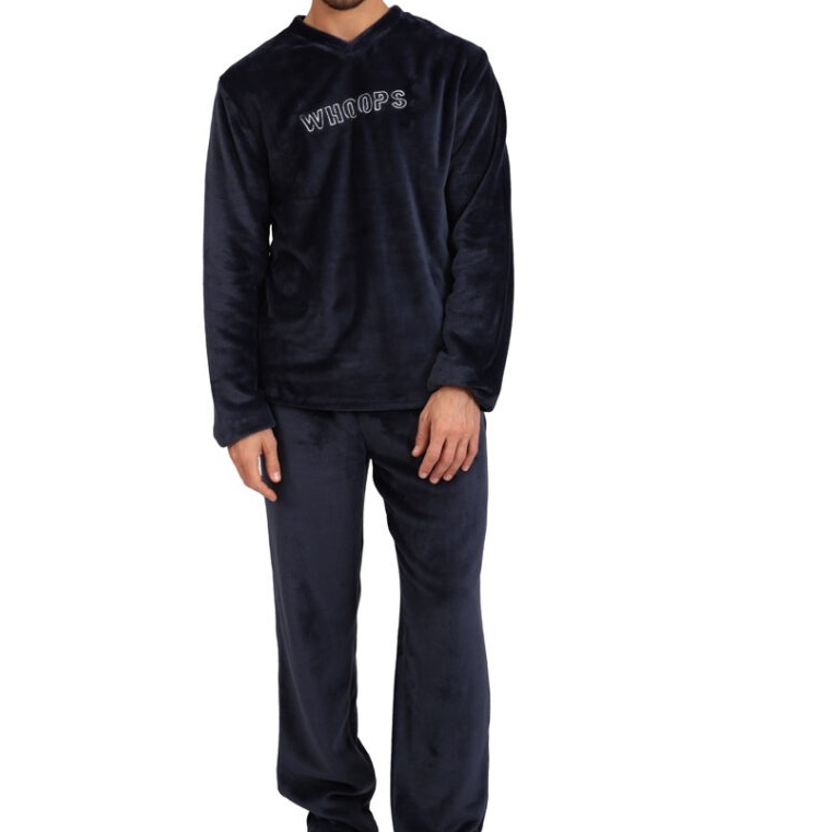 Ανδρική Πιζάμα Χειμερινή Fleece V Λαιμόκοψη Lydia Creations Mario Uomo 25658 ΜΠΛΕ ΣΚΟΥΡΟ