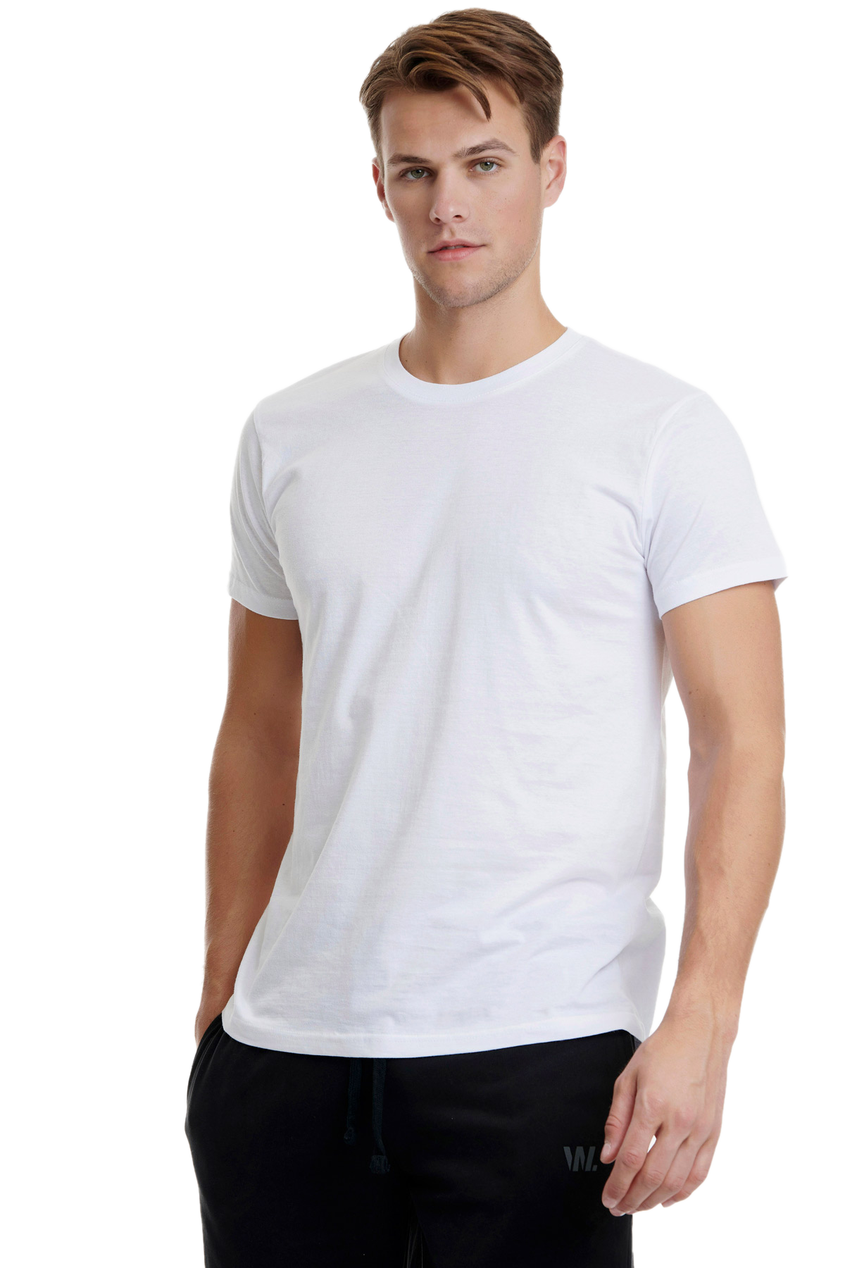 Ανδρική Φανέλα T-SHIRT  φαρδιά γραμμή Λαιμόκοψη Walk W1915-01 Λευκό 