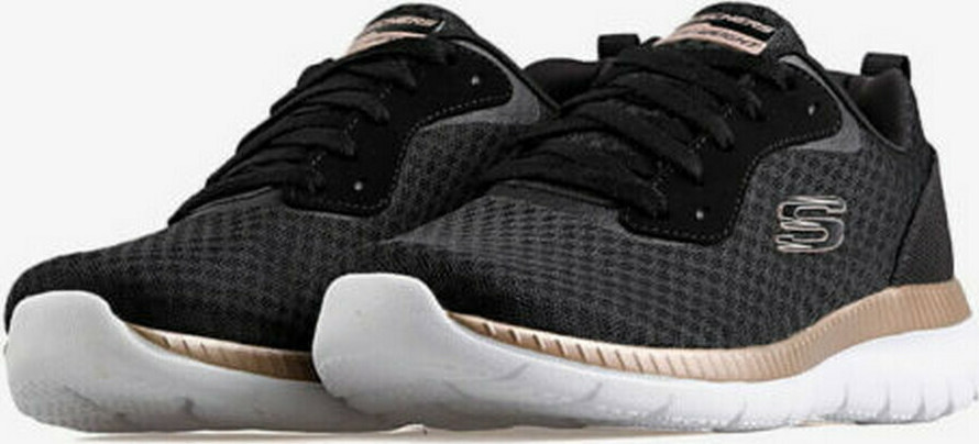 Αθλητικό παπούτσι Memory Foam ανατομικό EXTRA LIGHT SKECHERS BOUNTIFUL 12606 BKRG  Μαύρο/Χρυσό