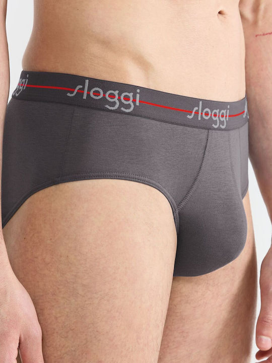 Ανδρικό Εσώρουχο Σλιπ Βαμβάκι 2 PACK SLOGGI MEN MIDI START 10206949-0034 BLACK COMBINATION-ΓΚΡΙ