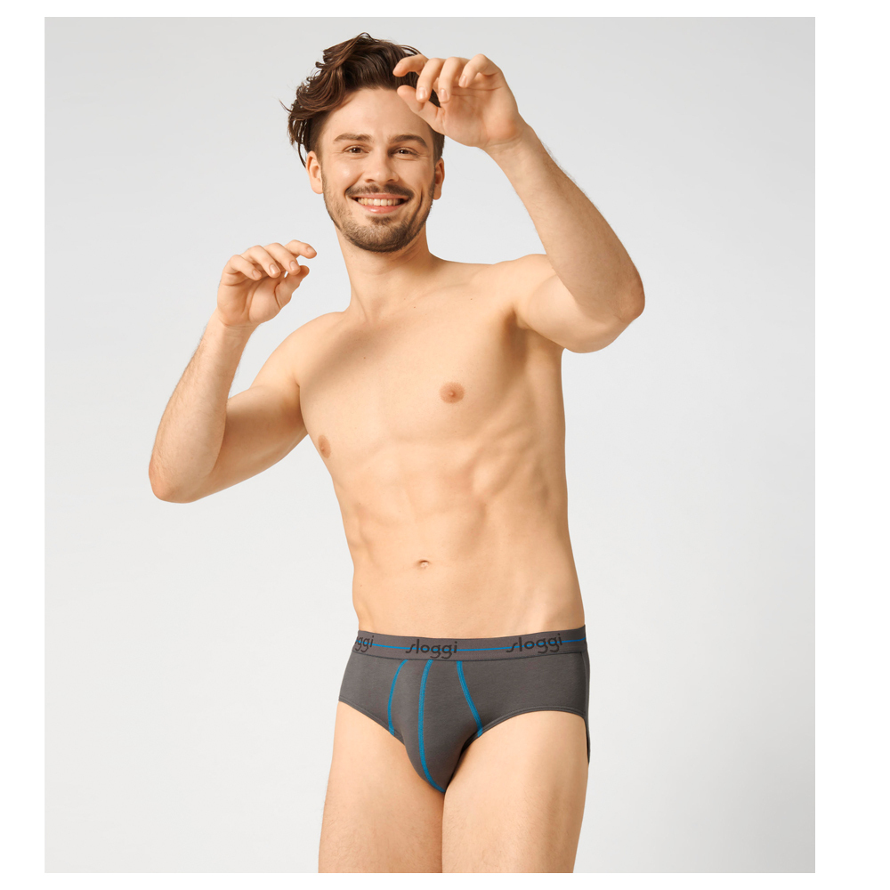 Ανδρικό Εσώρουχο Σλίπ Βαμβάκι 2 PACK SLOGGI MEN MIDI START 10206949-M003 ΓΚΡΙ ΑΝΘΡΑΚΙ