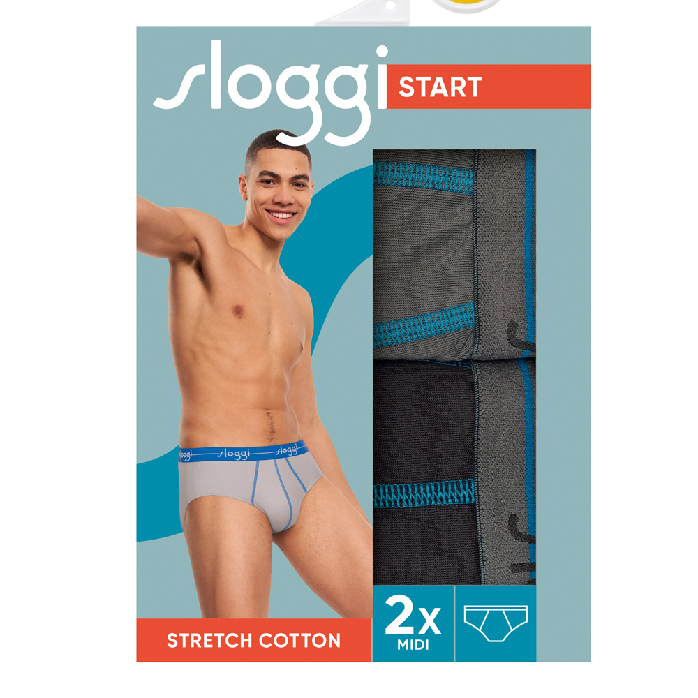 Ανδρικό Εσώρουχο Σλίπ Βαμβάκι 2 PACK SLOGGI MEN MIDI START 10206949-M003 ΓΚΡΙ ΑΝΘΡΑΚΙ