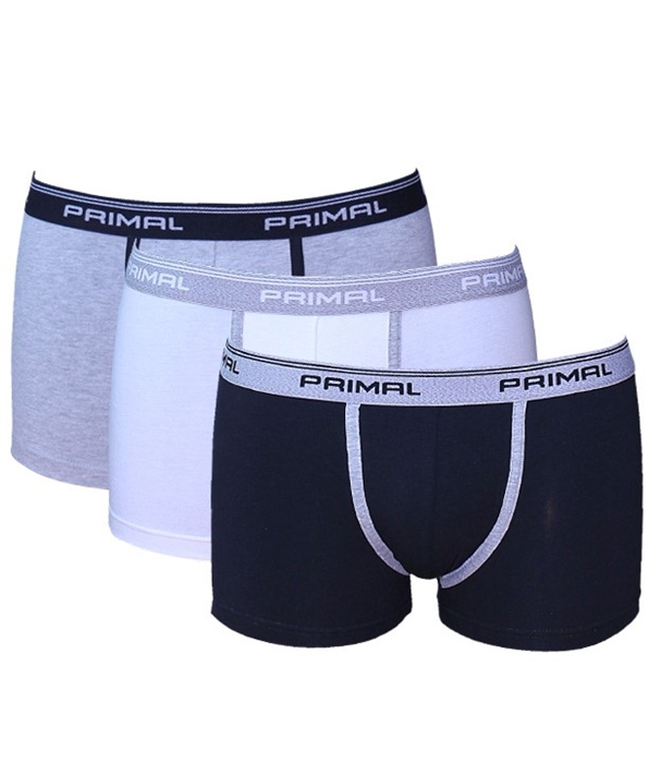 Ανδρικό Εσώρουχο BOXER Βαμβακερό PRIMAL-B001-UOMO -3 PACK ΜΑΥΡΟ-ΛΕΥΚΟ-ΓΚΡΙ