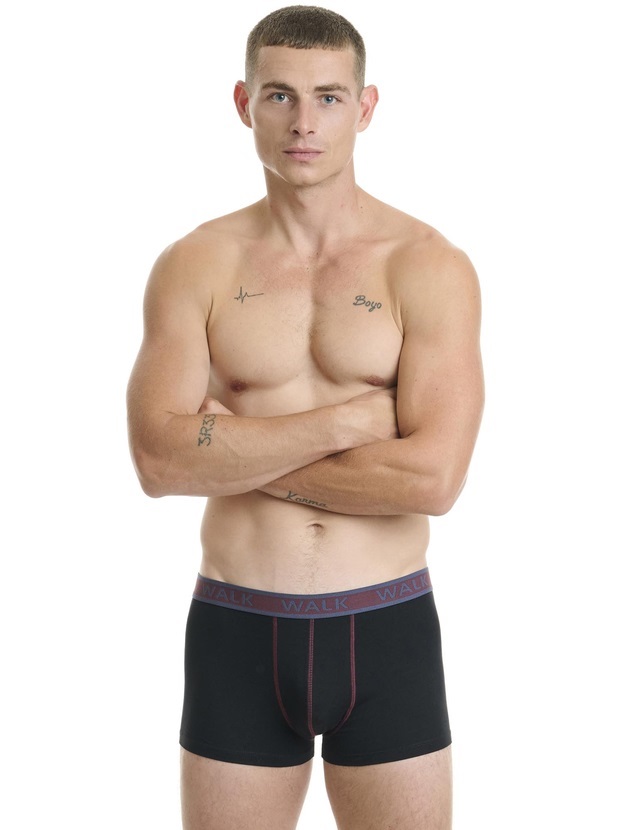Ανδρικό βαμβακερό εσώρουχο Boxer 2Pack εξωτερικό λάστιχο Walk W1756-202 ΜΑΥΡΟ-ΜΑΥΡΟ