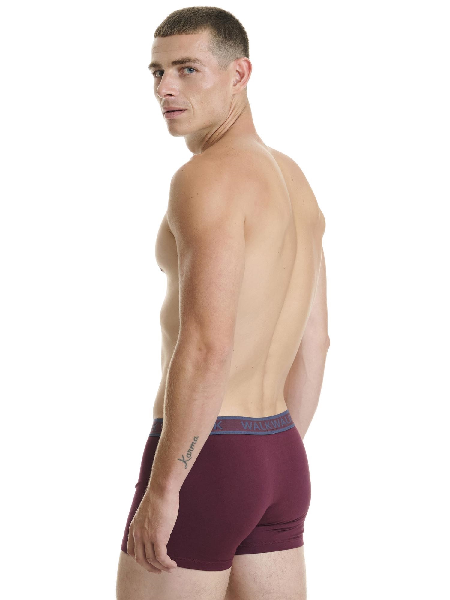 Ανδρικό βαμβακερό εσώρουχο Boxer 2Pack εξωτερικό λάστιχο Walk W1756-0327 ΜΠΛΕ ΣΚ-ΓΚΡΙ ΜΕΛ