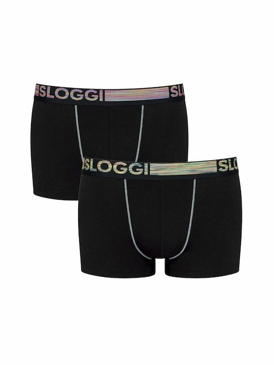 Ανδρικό εσώρουχό μπόξερ Boxer βαμβάκι 2Pack Sloggi Go ABC Hipster 10218492-0004 ΜΑΥΡΟ/ΜΑΥΡΟ