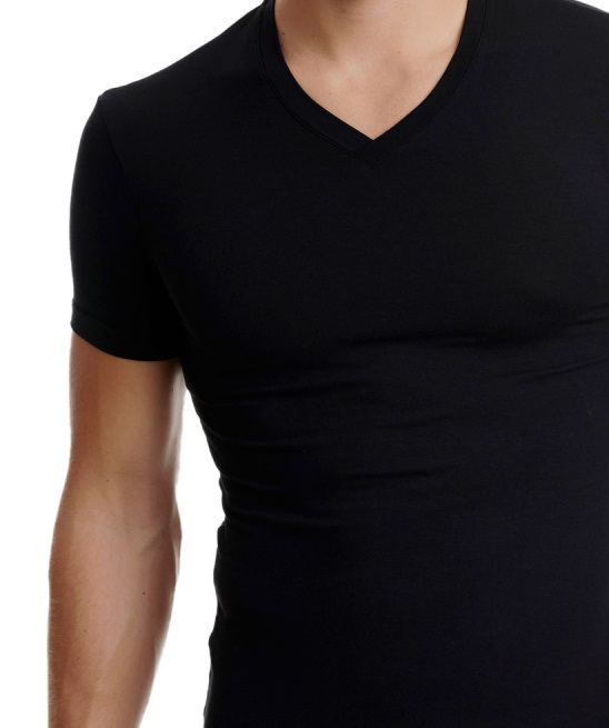 Ανδρική Φανέλα Μπλούζα T-SHIRT BAMBOO Κοντό Μανίκι Λαιμόκοψη V Walk W1991-02 Μαύρο